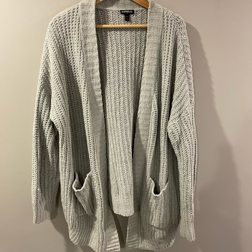 Express cozy knit sweater XL grey/white
